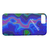 Kleur Frenzy Striped iPhone 7 Hoesje met naam (Achterkant (Horizontaal))