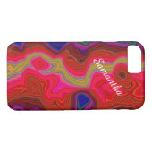 Kleur Frenzy Striped iPhone 7 Hoesje met naam (Achterkant (Horizontaal))