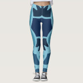 Kleur Fun Blauw Collage Patroon Leggings (Voorkant)