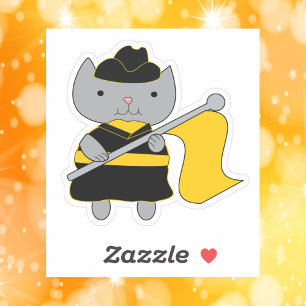 Kleur Garde Grijze Kat Zwart Geel Goud Sticker