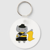 Kleur Garde Kawaii Kat Zwart Geel Sleutelhanger (Voorkant)