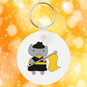 Kleur Garde Kawaii Kat Zwart Geel Sleutelhanger