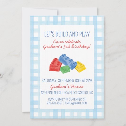 Kleur Gebouw Bakstenen Verjaardagsfeestuitnodiging Kaart (Voorkant)