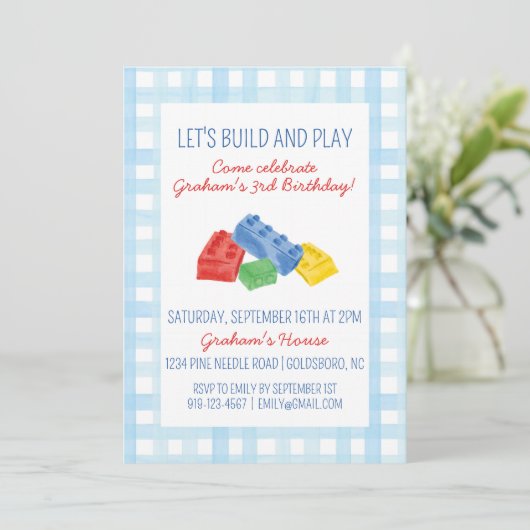 Kleur Gebouw Bakstenen Verjaardagsfeestuitnodiging Kaart (Staand voorkant)