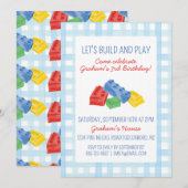 Kleur Gebouw Bakstenen Verjaardagsfeestuitnodiging Kaart (Voorkant / Achterkant)