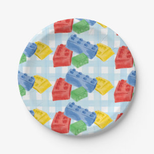 Kleur Gebouw Bricks Party Paper Borden Papieren Bordje