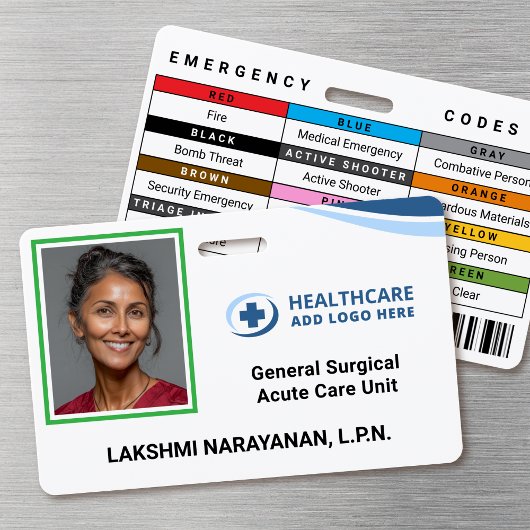 Kleur gecodeerd frame ziekenhuis personeel foto ID Badge