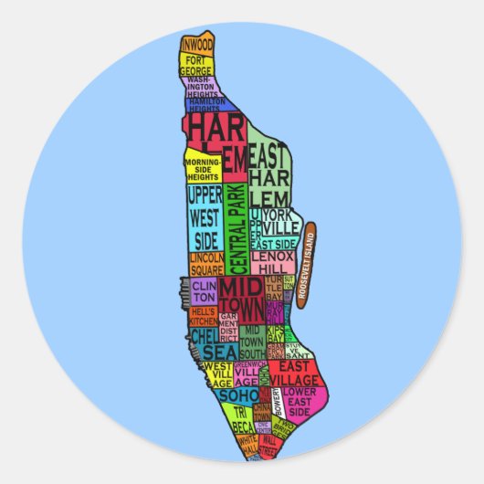 Kleur gecodeerd Manhattan NYC Tshirts, hoodies Ronde Sticker (Voorkant)