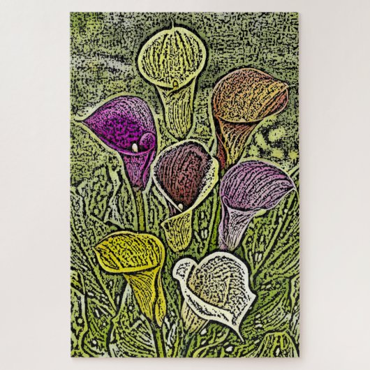 Kleur gegraveerd Calla Lillies Legpuzzel (Verticaal)
