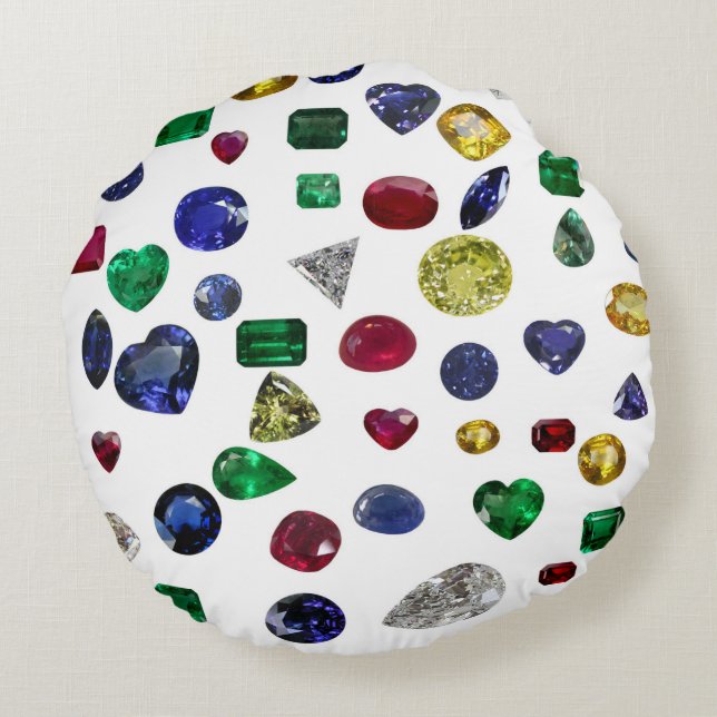 Kleur Gemstone Pillow, Pillow met Gemstone afbeeld Rond Kussen (Achterkant)
