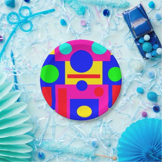 Kleur geometrische vormen papieren bordje (Feest)