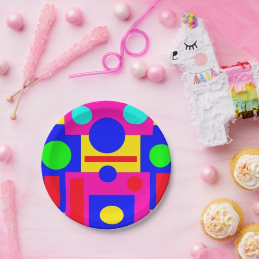 Kleur geometrische vormen papieren bordje (Feest)