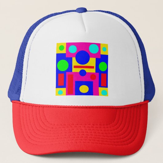 Kleur geometrische vormen trucker pet (Voorkant)