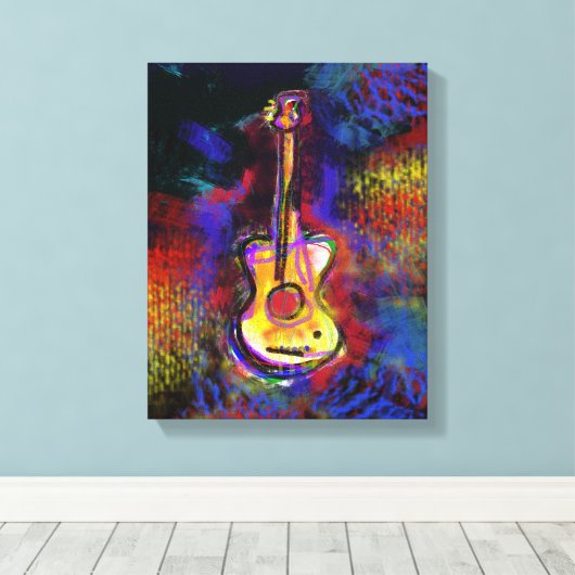 Kleur Gitaar Art schilderij Decor Canvas Afdruk (Insitu (Houten vloer))