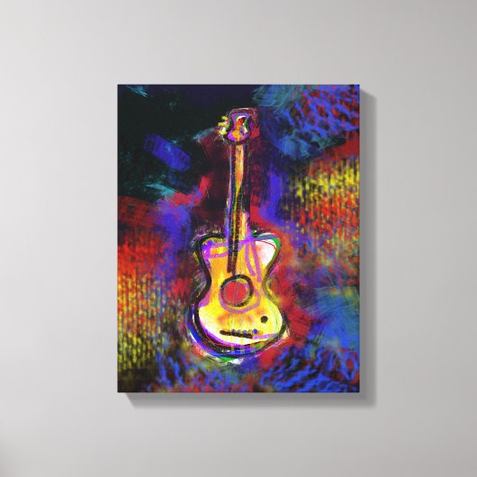 Kleur Gitaar Art schilderij Decor Canvas Afdruk (Voorkant)
