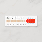 Kleur gitaarnek op witte muziekleraar mini visitekaartje (Voorkant)
