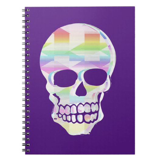 Kleur Glitch Skull Notitieboek (Voorkant)