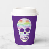 Kleur Glitch Skull Papieren Bekers (Achterkant)
