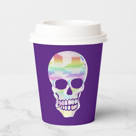 Kleur Glitch Skull Papieren Bekers (Achterkant)