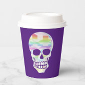Kleur Glitch Skull Papieren Bekers (Voorkant)
