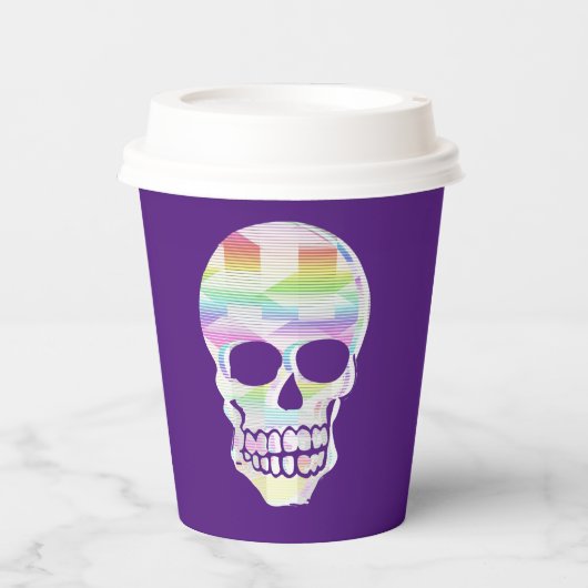 Kleur Glitch Skull Papieren Bekers (Voorkant)