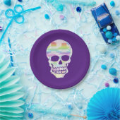 Kleur Glitch Skull Papieren Bordje (Feest)