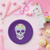 Kleur Glitch Skull Papieren Bordje (Feest)