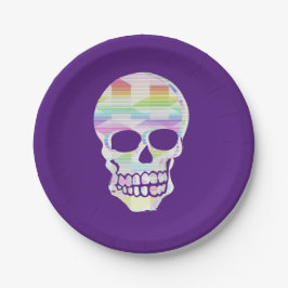 Kleur Glitch Skull Papieren Bordje