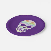 Kleur Glitch Skull Papieren Bordje (Gekanteld)