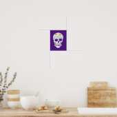 Kleur Glitch Skull Poster (Keuken)