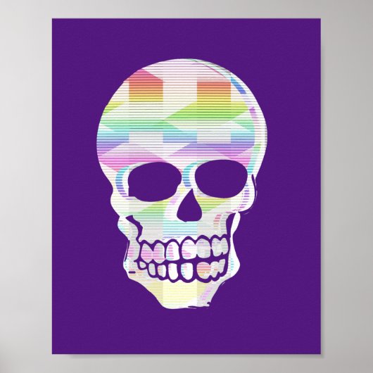 Kleur Glitch Skull Poster (Voorkant)