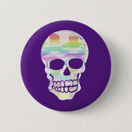 Kleur Glitch Skull Ronde Button 5,7 Cm