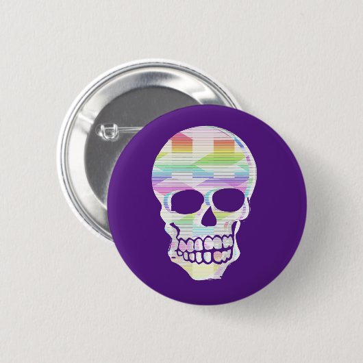 Kleur Glitch Skull Ronde Button 5,7 Cm (Voorkant /achterkant)