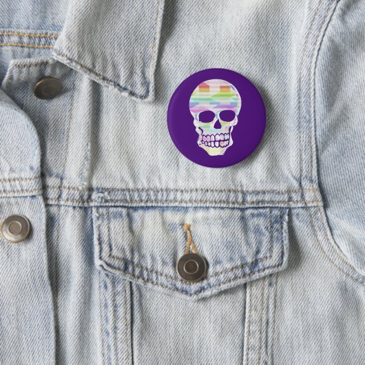 Kleur Glitch Skull Ronde Button 5,7 Cm (In situ)