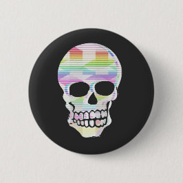 Kleur Glitch Skull Ronde Button 5,7 Cm