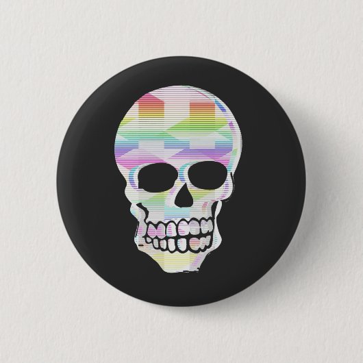 Kleur Glitch Skull Ronde Button 5,7 Cm (Voorkant)