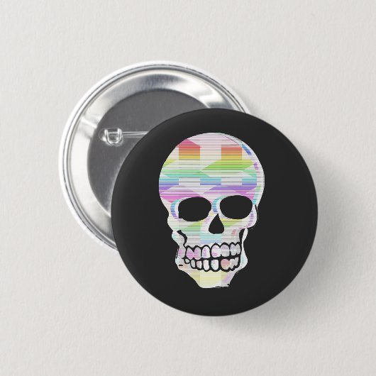 Kleur Glitch Skull Ronde Button 5,7 Cm (Voorkant /achterkant)