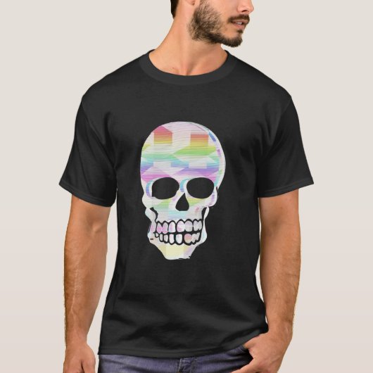 Kleur Glitch Skull T-shirt (Voorkant)