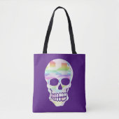 Kleur Glitch Skull Tote Bag (Voorkant)