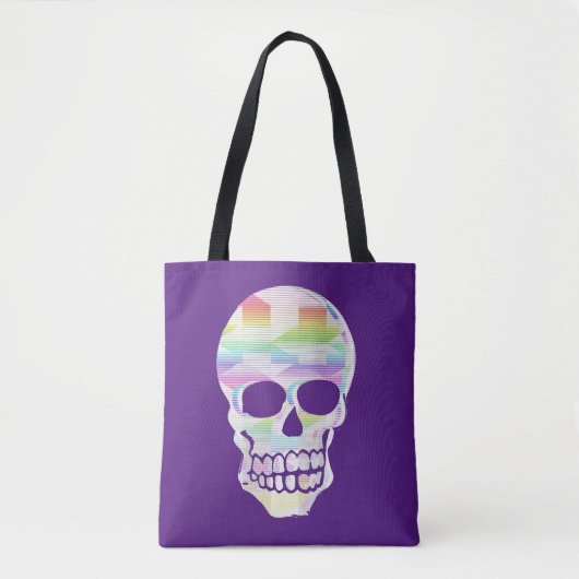 Kleur Glitch Skull Tote Bag (Voorkant)