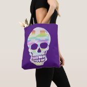 Kleur Glitch Skull Tote Bag (Dichtbij)