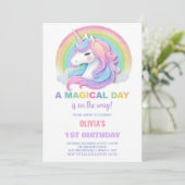 Kleur Glitter Eenhoorns Verjaardag Uitnodigingen (Staand voorkant)