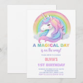 Kleur Glitter Eenhoorns Verjaardag Uitnodigingen (Voorkant / Achterkant)