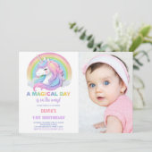 Kleur Glitter Unicorns Verjaardag Uitnodigingen fo (Staand voorkant)