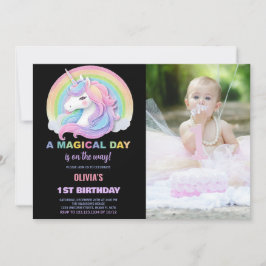 Kleur Glitter Unicorns Verjaardag Uitnodigingen fo