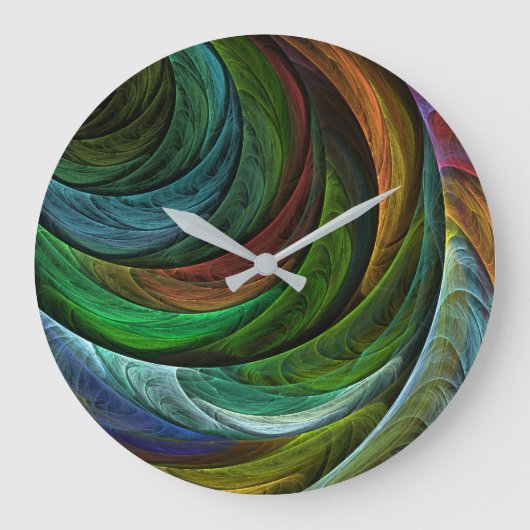 Kleur Glorie Modern Abstract Kunstpatroon Elegant Grote Klok (Voorkant)