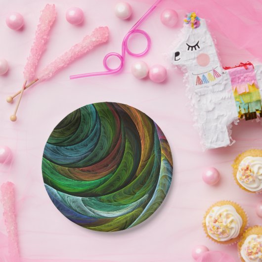 Kleur Glorie Modern Abstract Kunstpatroon Elegant Papieren Bordje (Feest)