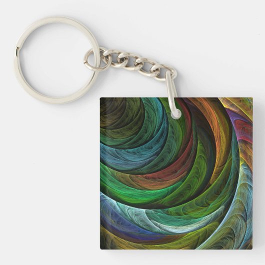 Kleur Glorie Modern Abstract Kunstpatroon Elegant Sleutelhanger (Voorkant)