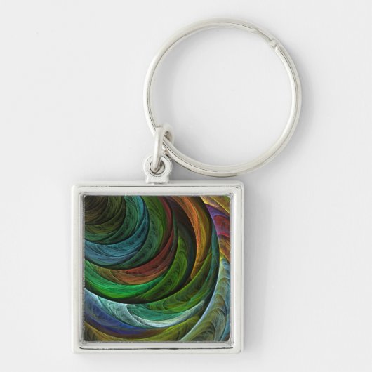 Kleur Glorie Modern Abstract Kunstpatroon Elegant Sleutelhanger (Voorkant)