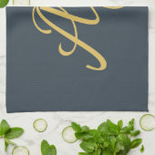 Kleur Goud Monogram Professionele Initiaal Theedoek (Gevouwen)